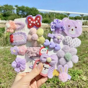 18 girls hair clips, Cute Hair Clips，Handmade hair clips, plush hair clips
